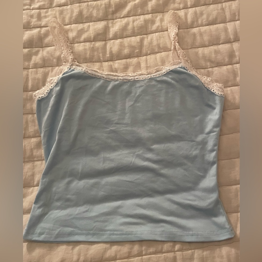 Blue tank top with lace in size medium
